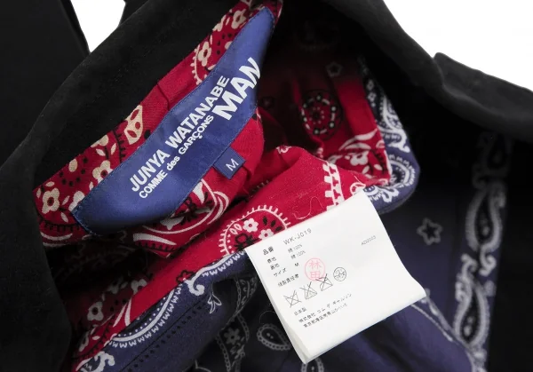 ジュンヤワタナベマン コムデギャルソンJUNYA WATANABE MAN COMME des GARCONS裏バンダナコットンモールスキンジャケット 黒M K-106188_017