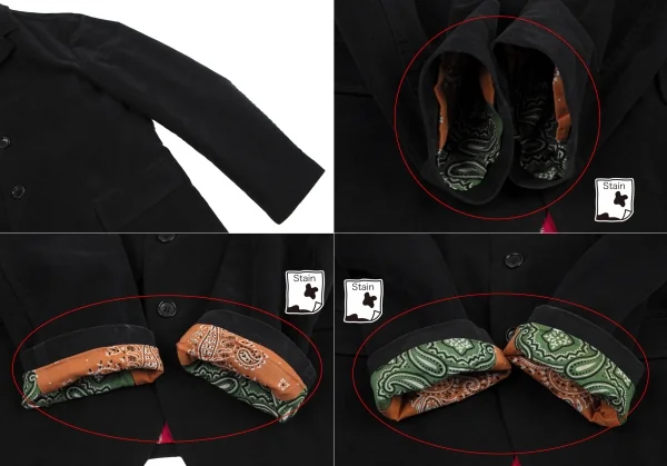 ジュンヤワタナベマン コムデギャルソンJUNYA WATANABE MAN COMME des GARCONS裏バンダナコットンモールスキンジャケット 黒M K-106188_005