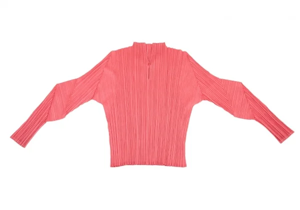 プリーツプリーズPLEATS PLEASE ジクザグ袖スキッパーカットソー ピンク3 K-106219_002