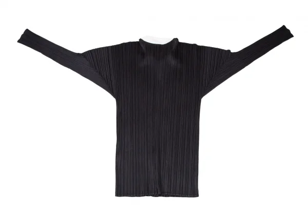 プリーツプリーズPLEATS PLEASE 襟切替バイカラーシャツ 黒3 K-106222_010