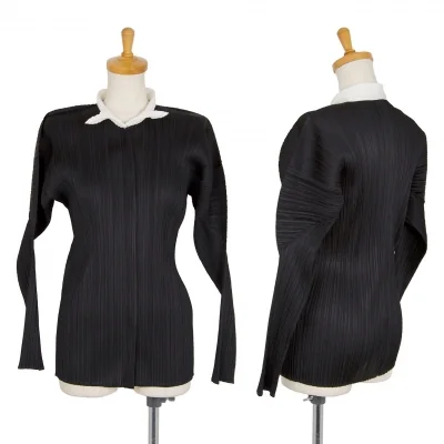 プリーツプリーズPLEATS PLEASE 襟切替バイカラーシャツ