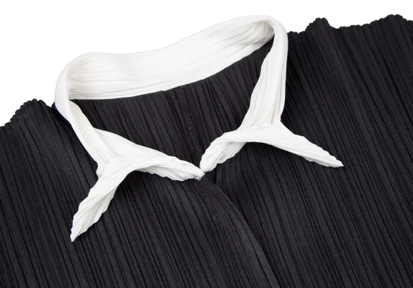 プリーツプリーズPLEATS PLEASE 襟切替バイカラーシャツ 黒3 K-106222_004