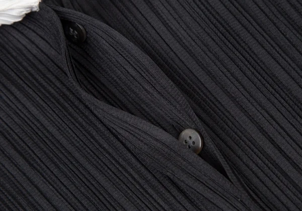 プリーツプリーズPLEATS PLEASE 襟切替バイカラーシャツ 黒3 K-106222_005