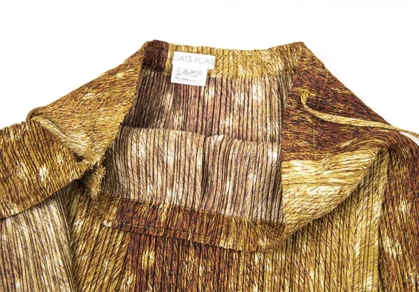 プリーツプリーズPLEATS PLEASE 毛皮プリントラップスカート 茶3 K-106248_007