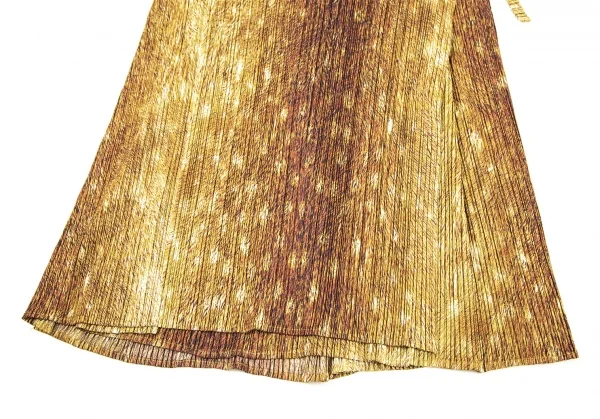 プリーツプリーズPLEATS PLEASE 毛皮プリントラップスカート 茶3 K-106248_008