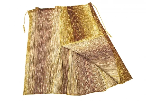 プリーツプリーズPLEATS PLEASE 毛皮プリントラップスカート 茶3 (K