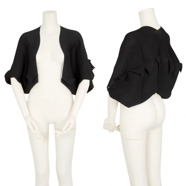 イッセイミヤケ ミーISSEY MIYAKE me ブロックプリーツギザギザボレロ 黒F K-106252_001