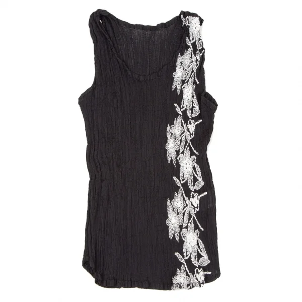 イッセイミヤケ ミーISSEY MIYAKE me 花柄刺繍クレープセットアップ 黒F K-106259_003