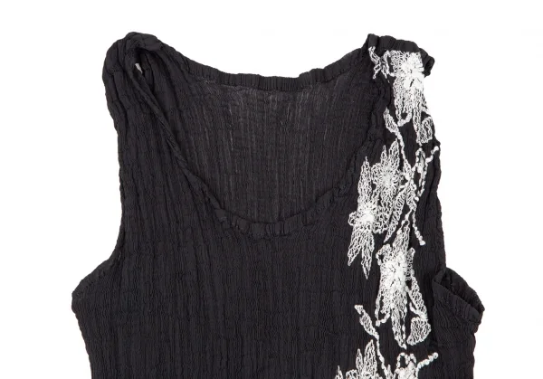 イッセイミヤケ ミーISSEY MIYAKE me 花柄刺繍クレープセットアップ 黒F K-106259_004