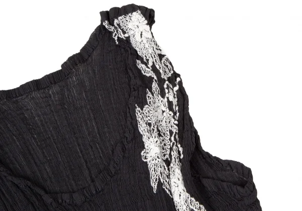 イッセイミヤケ ミーISSEY MIYAKE me 花柄刺繍クレープセットアップ 黒F K-106259_005