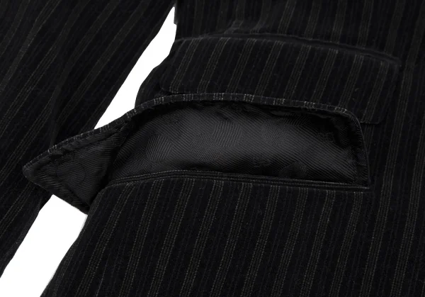 ドルチェ&ガッバーナDOLCE&GABBANA ストライプベロアチェンジポケットジャケット 黒48 K-106283_010