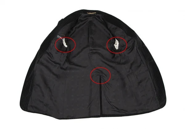 ドルチェ&ガッバーナDOLCE&GABBANA ストライプベロアチェンジポケットジャケット 黒48 K-106283_011