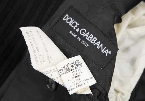 ドルチェ&ガッバーナDOLCE&GABBANA ストライプベロアチェンジポケットジャケット 黒48 K-106283_019