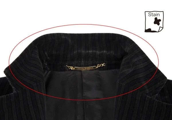 ドルチェ&ガッバーナDOLCE&GABBANA ストライプベロアチェンジポケットジャケット 黒48 K-106283_003