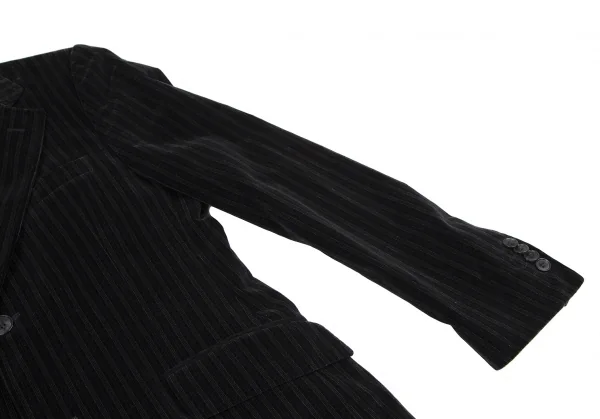 ドルチェ&ガッバーナDOLCE&GABBANA ストライプベロアチェンジポケットジャケット 黒48 K-106283_006