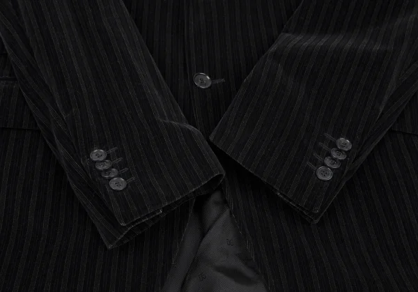 ドルチェ&ガッバーナDOLCE&GABBANA ストライプベロアチェンジポケットジャケット 黒48 K-106283_007