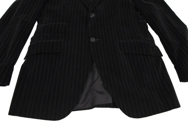 ドルチェ&ガッバーナDOLCE&GABBANA ストライプベロアチェンジポケットジャケット 黒48 K-106283_009