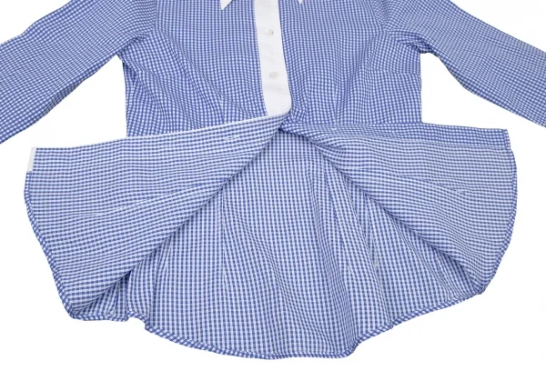 ドリスヴァンノッテンDRIES VAN NOTEN コットンチェッククレリックシャツ 白青36 K-106349_009