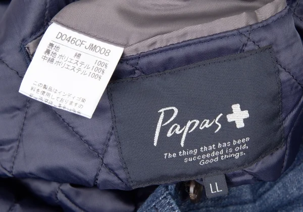 パパスプラスPapas+ 裏キルティングデニムカバーオールジャケット インディゴLL K-106411_017