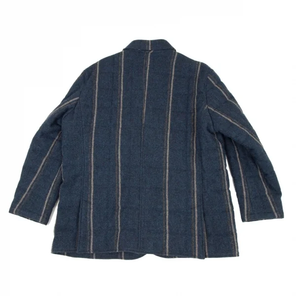 パパスプラスPapas+ ツイードスクエアキルティング中綿ジャケット 紺LL K-106412_011