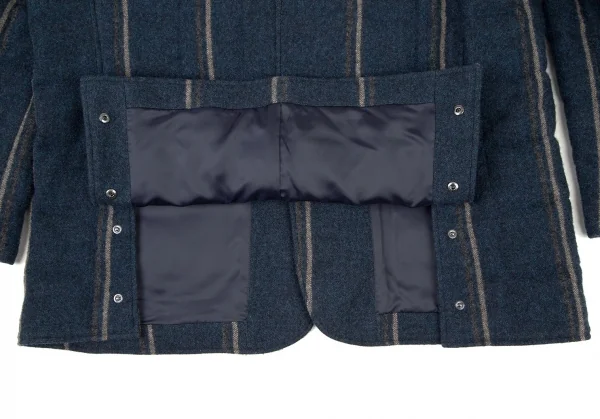パパスプラスPapas+ ツイードスクエアキルティング中綿ジャケット 紺LL K-106412_012