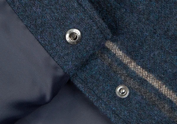 パパスプラスPapas+ ツイードスクエアキルティング中綿ジャケット 紺LL K-106412_013