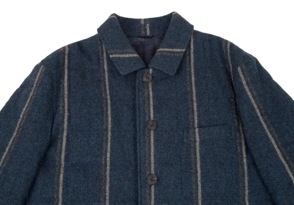 パパスプラスPapas+ ツイードスクエアキルティング中綿ジャケット 紺LL K-106412_002