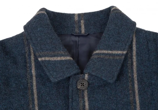 パパスプラスPapas+ ツイードスクエアキルティング中綿ジャケット 紺LL K-106412_003