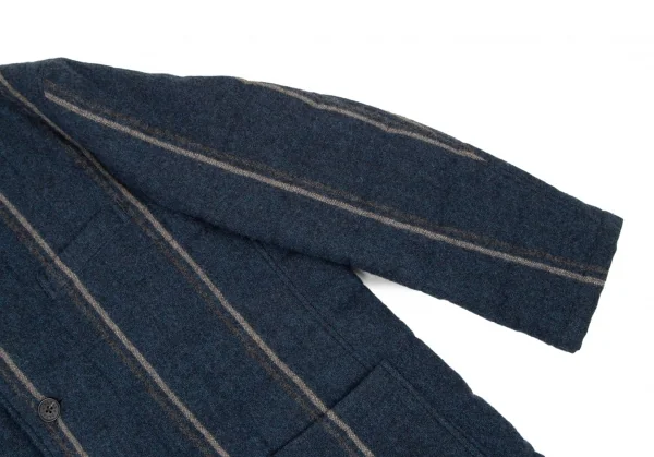 パパスプラスPapas+ ツイードスクエアキルティング中綿ジャケット 紺LL K-106412_004