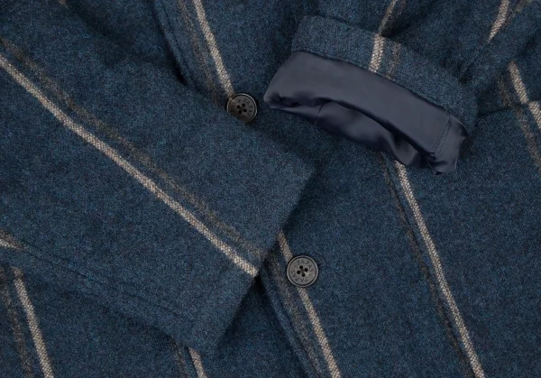 パパスプラスPapas+ ツイードスクエアキルティング中綿ジャケット 紺LL K-106412_005