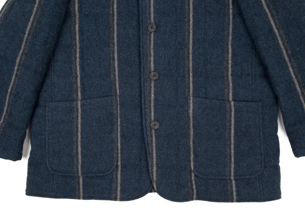 パパスプラスPapas+ ツイードスクエアキルティング中綿ジャケット 紺LL K-106412_008