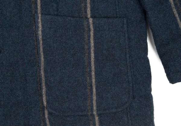 パパスプラスPapas+ ツイードスクエアキルティング中綿ジャケット 紺LL K-106412_009