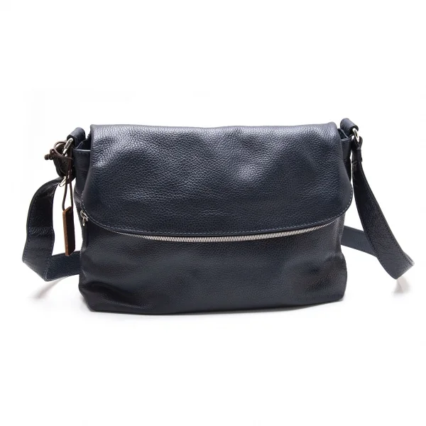 ステファノマーノSTEFANOMANO レザーフラップショルダーバッグ ネイビー K-106415_001