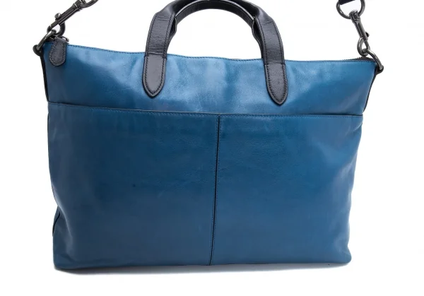 コーチCOACH バイカラーレザー2wayビジネスバッグ 青黒 K-106417_011