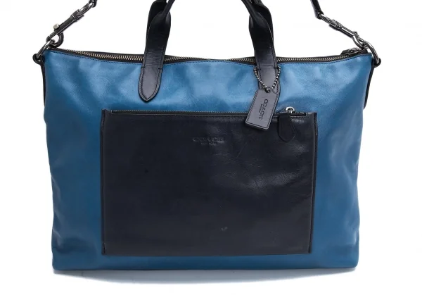 コーチCOACH バイカラーレザー2wayビジネスバッグ 青黒 K-106417_002