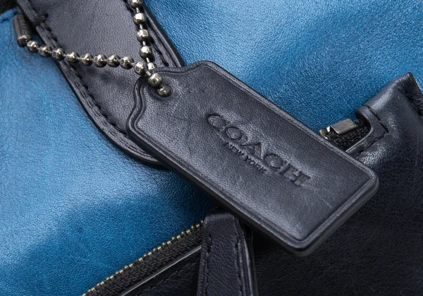 コーチCOACH バイカラーレザー2wayビジネスバッグ 青黒 K-106417_004