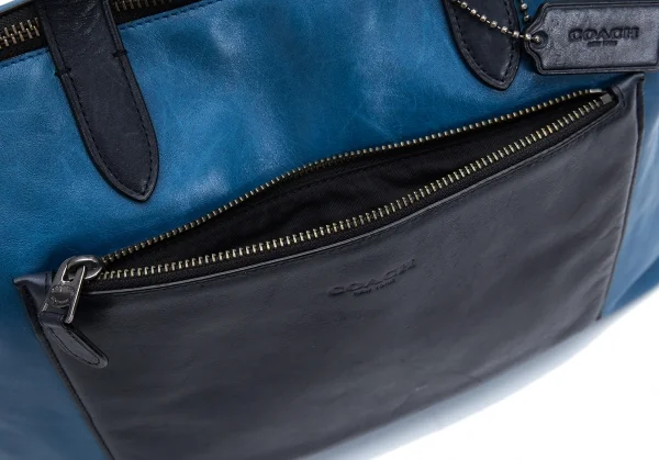 コーチCOACH バイカラーレザー2wayビジネスバッグ 青黒 K-106417_006