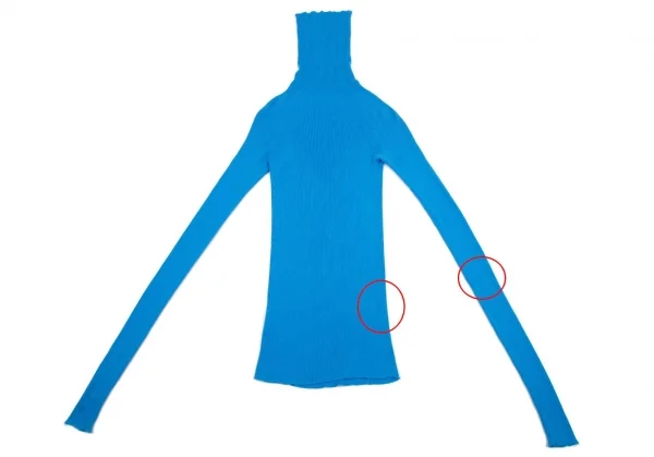 ヨウジヤマモト ファムYohji Yamamoto FEMME テンセルポリリブタートルネックニットセーター 青3 K-106424_014