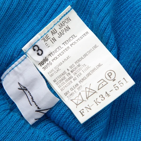 ヨウジヤマモト ファムYohji Yamamoto FEMME テンセルポリリブタートルネックニットセーター 青3 K-106424_018