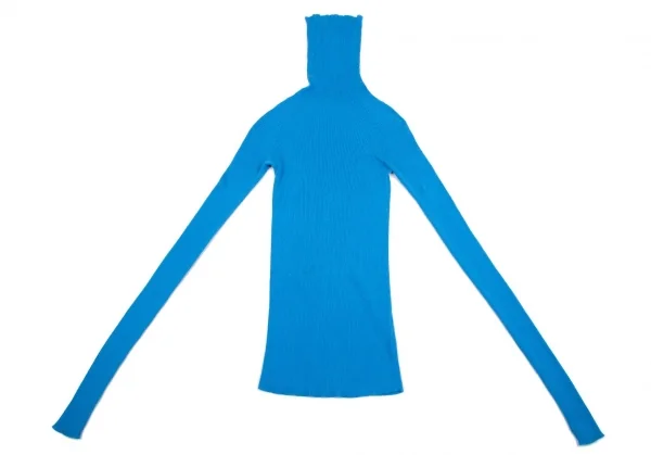 ヨウジヤマモト ファムYohji Yamamoto FEMME テンセルポリリブタートルネックニットセーター 青3 K-106424_002