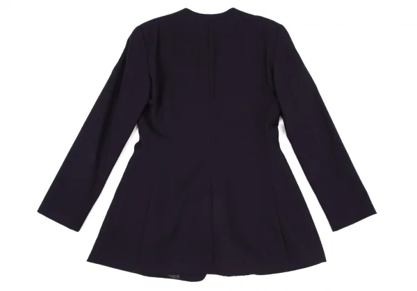 エンポリオアルマーニEMPORIO ARMANI ウール包みボタンノーカラージャケット 紺42 K-106429_015