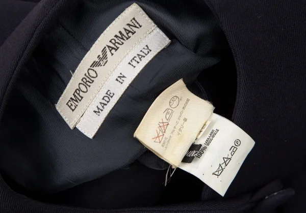 エンポリオアルマーニEMPORIO ARMANI ウール包みボタンノーカラージャケット 紺42 K-106429_018