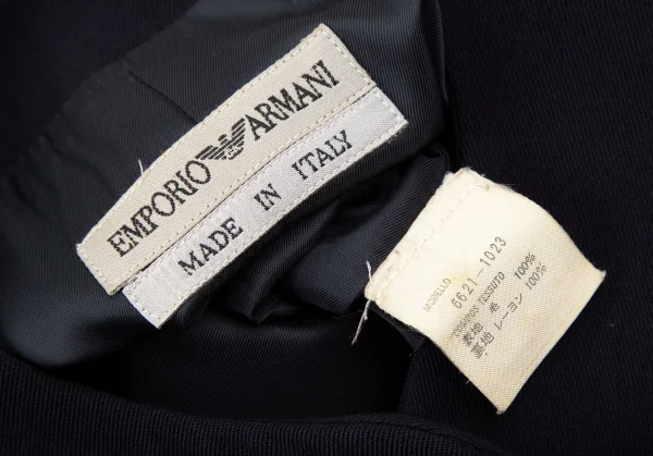 エンポリオアルマーニEMPORIO ARMANI ウール包みボタンノーカラージャケット 紺42 K-106429_019