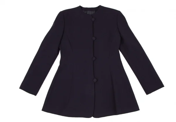 エンポリオアルマーニEMPORIO ARMANI ウール包みボタンノーカラージャケット 紺42 K-106429_002