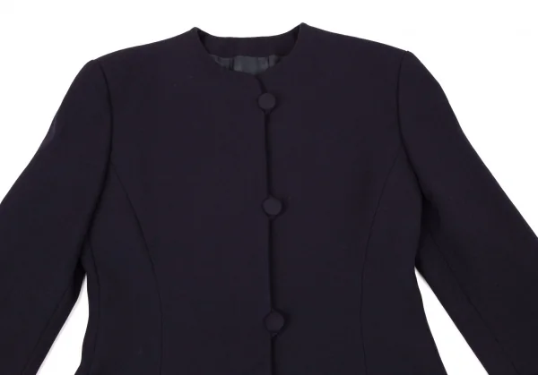 エンポリオアルマーニEMPORIO ARMANI ウール包みボタンノーカラージャケット 紺42 K-106429_003