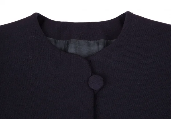 エンポリオアルマーニEMPORIO ARMANI ウール包みボタンノーカラージャケット 紺42 K-106429_004