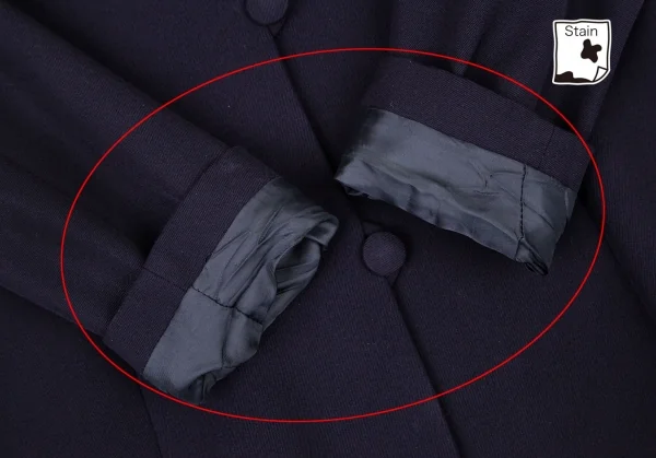 エンポリオアルマーニEMPORIO ARMANI ウール包みボタンノーカラージャケット 紺42 K-106429_008