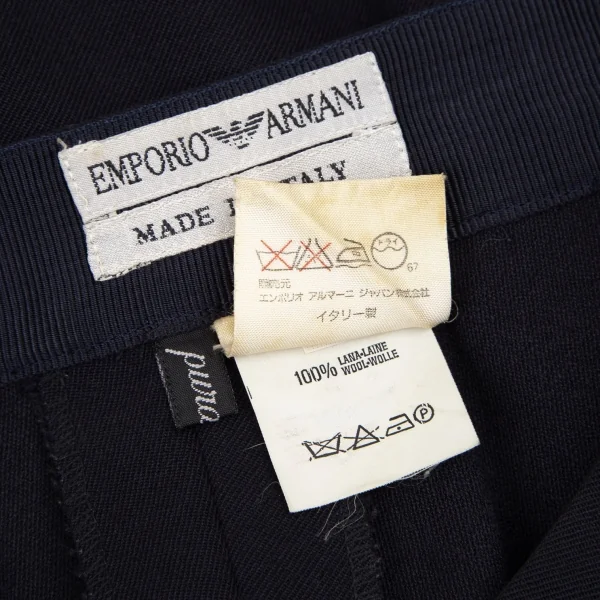 エンポリオアルマーニEMPORIO ARMANI ウールプリーツスカートパンツ 紺42 K-106430_011