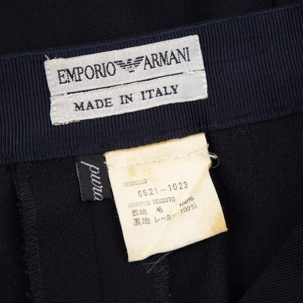 エンポリオアルマーニEMPORIO ARMANI ウールプリーツスカートパンツ 紺42 K-106430_012