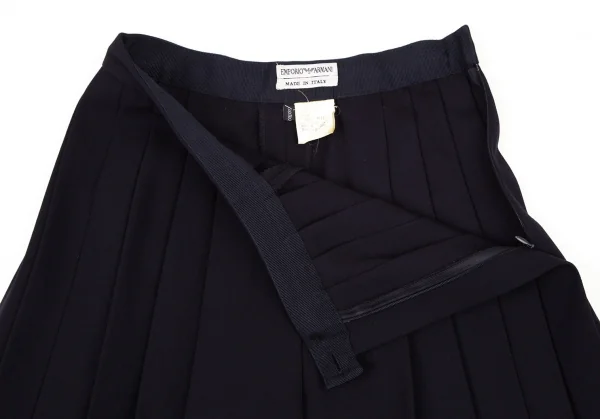 エンポリオアルマーニEMPORIO ARMANI ウールプリーツスカートパンツ 紺42 K-106430_005